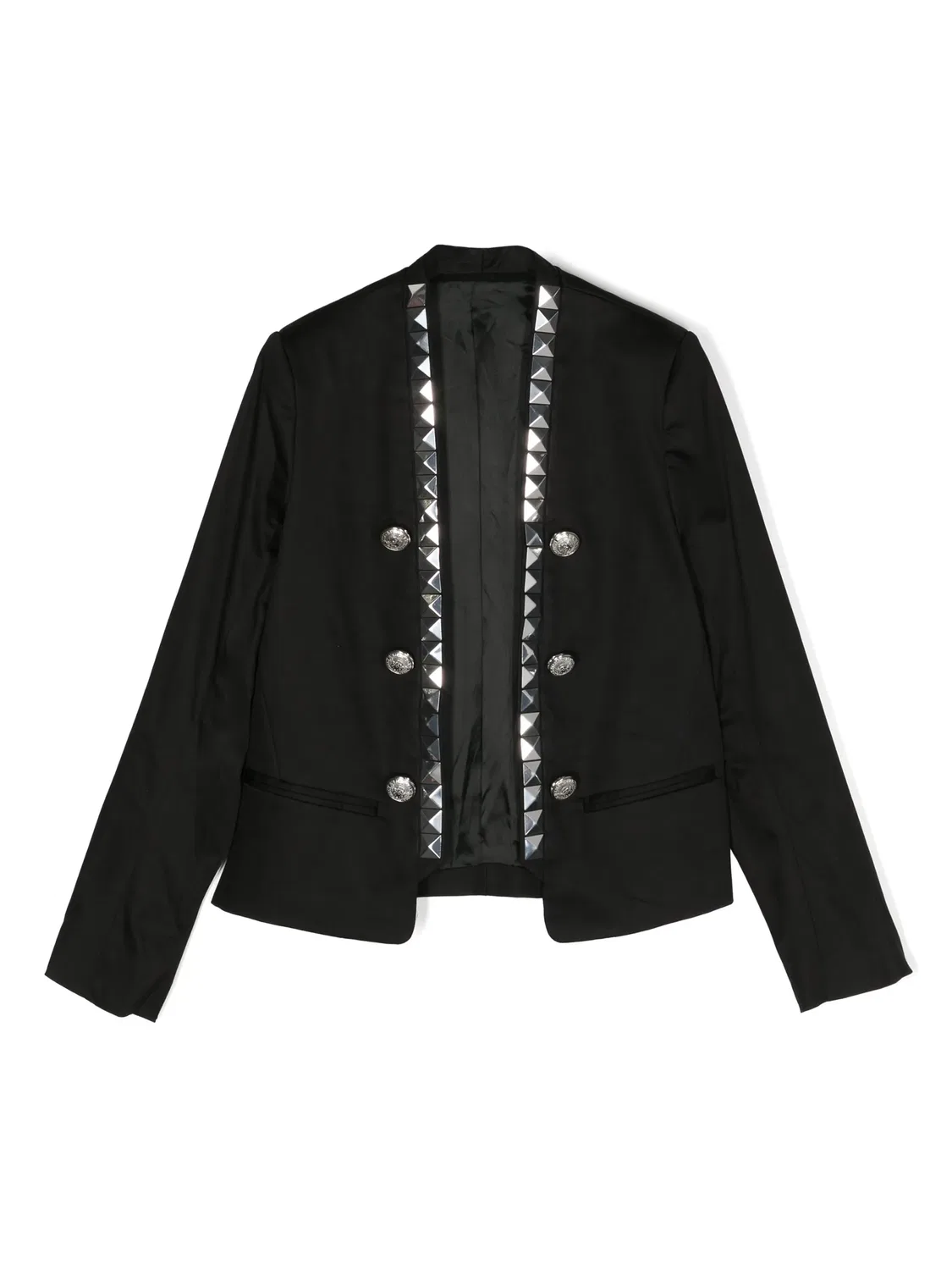 Украшенный двубортный блейзер Balmain, черный