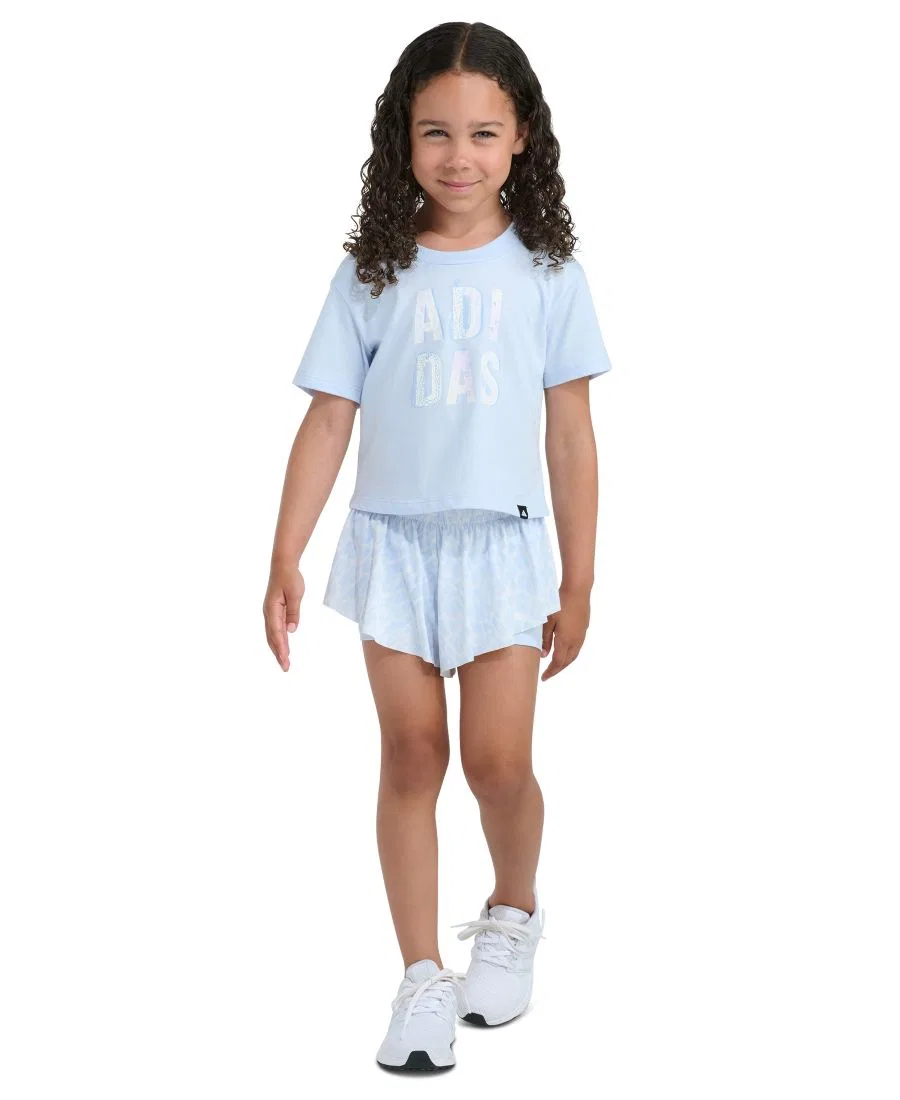 Комплект из футболки и шорт с принтом adidas, Light Blue
