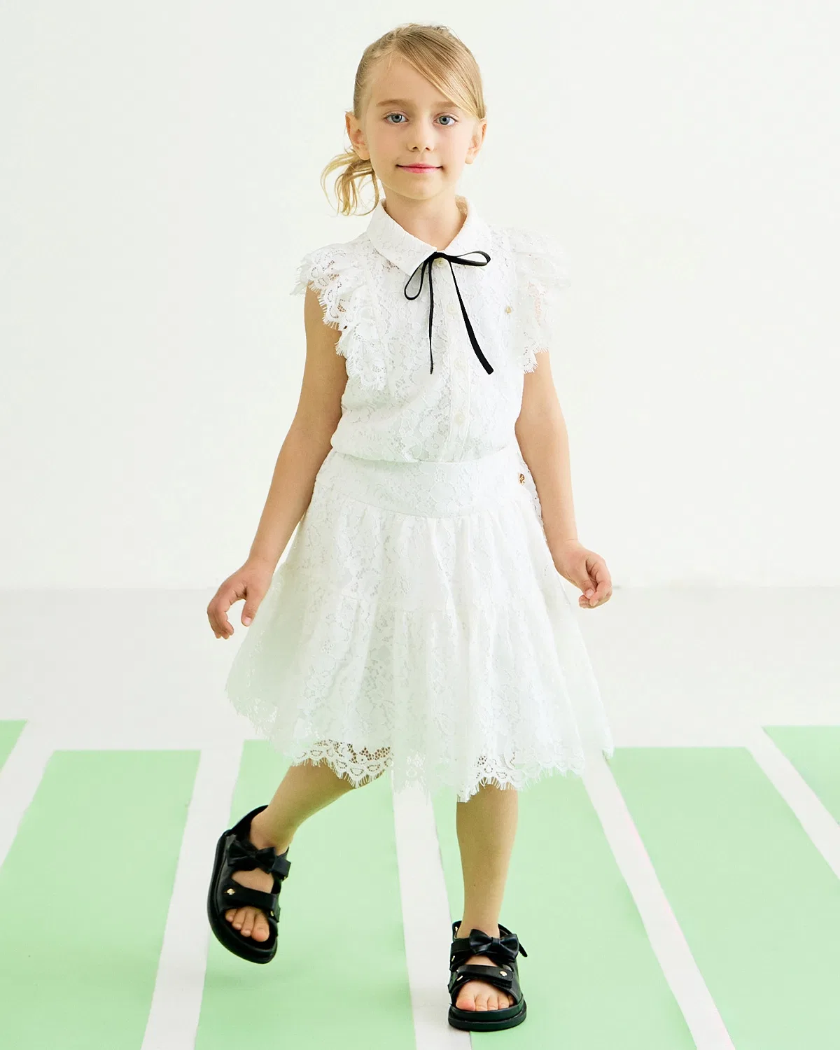Детская юбка миди из кружева с цветочным принтом, kate spade new york kids, Сакс Блю — фото 2