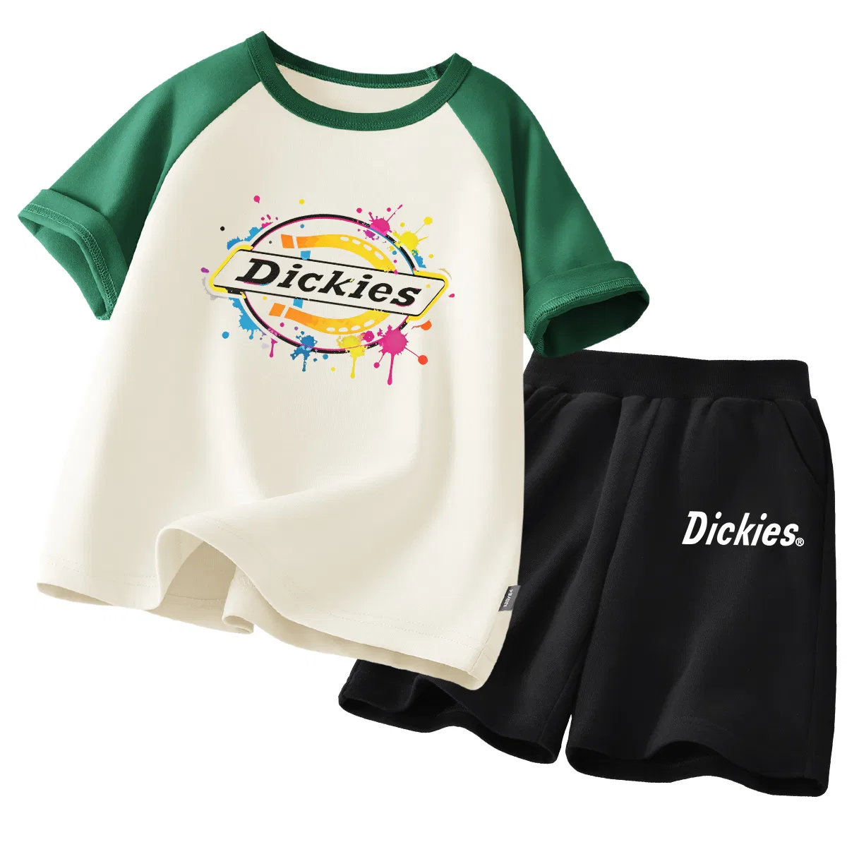 Детский спортивный комплект с круглым вырезом, дышащий, Dickies, Spray Jasper White+Slim K Gray