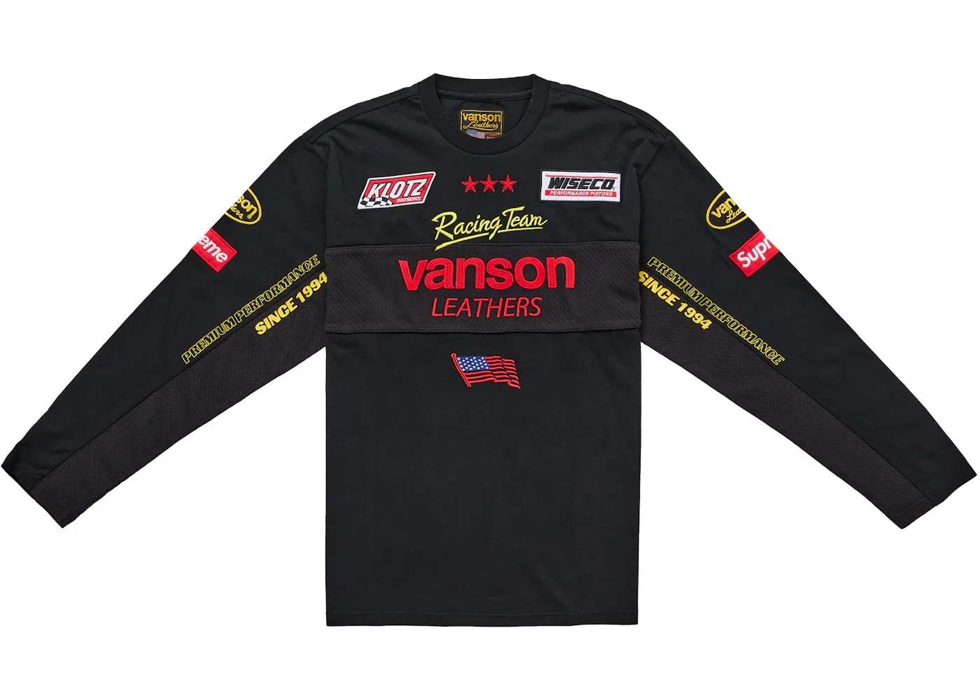 Мужская футболка с длинным рукавом Supreme Vanson Leathers L/S Top, Black