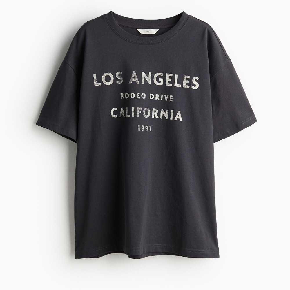 

Футболка H&M Printed Los Angeles, темно-серый