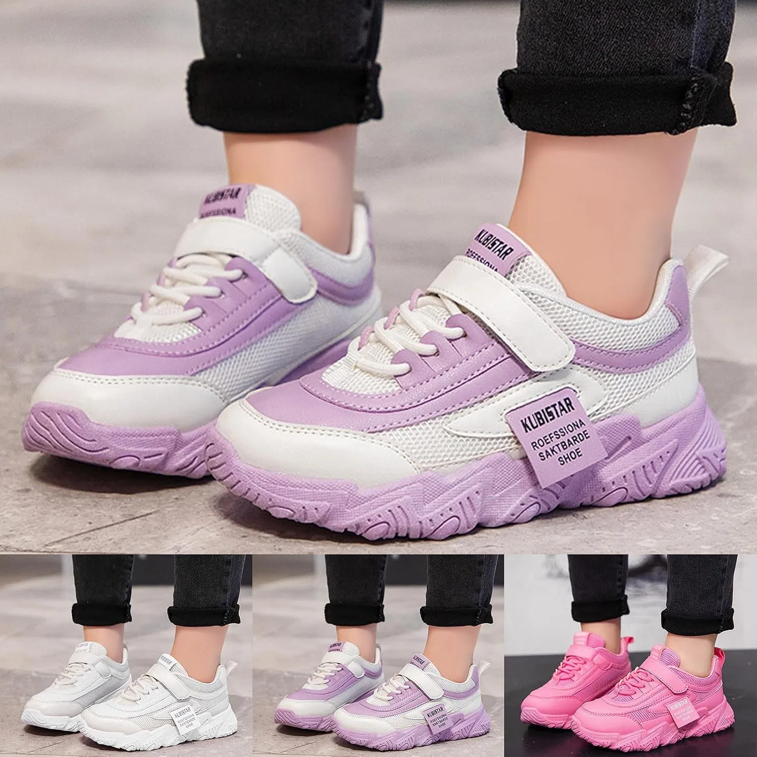 Детские кроссовки для девочек с легким дышащим верхом, Purple — фото 4