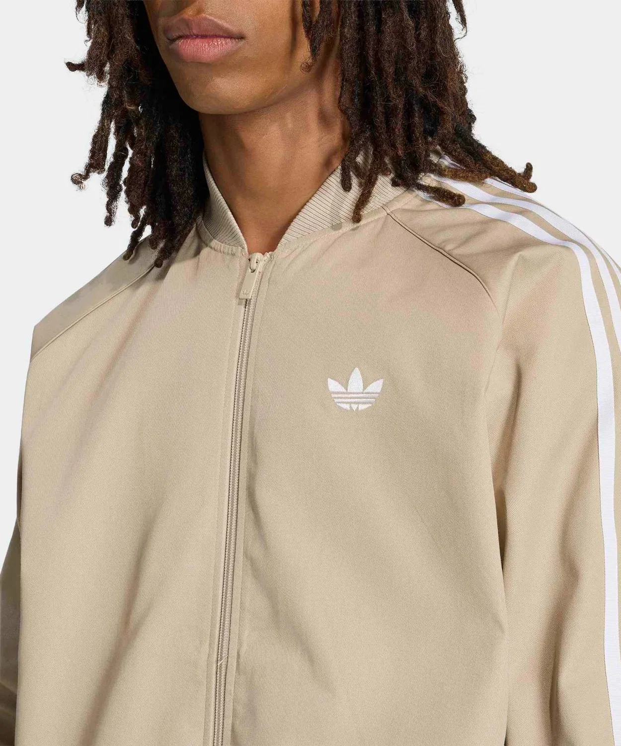 Мужская куртка-джерси свободного кроя с застежкой-молнией SST Adicolor Classic Cotton Twill Track Top Adidas Originals, Beige — фото 3