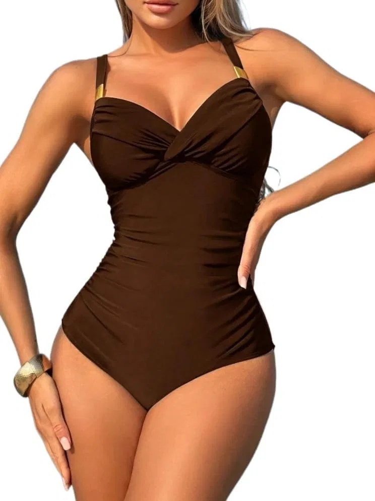 Женский монокини с пуш-ап эффектом Elegant, Brown