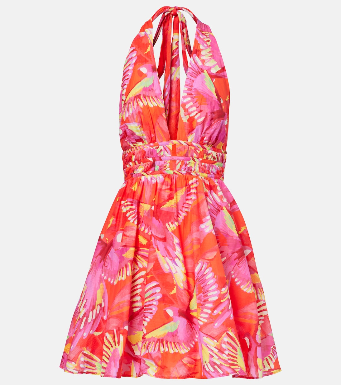 

Хлопковое мини-платье с принтом Farm Rio, Flying Birds Orange