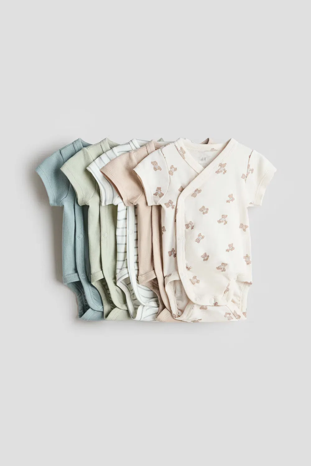 5 хлопковых боди в упаковке H&M, Türkis/Teddybären