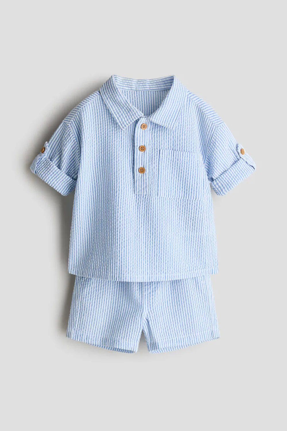 Комплект из 2 предметов из хлопчатобумажной ткани сирсакер H&M, Hellblau/Weiß Gestreift