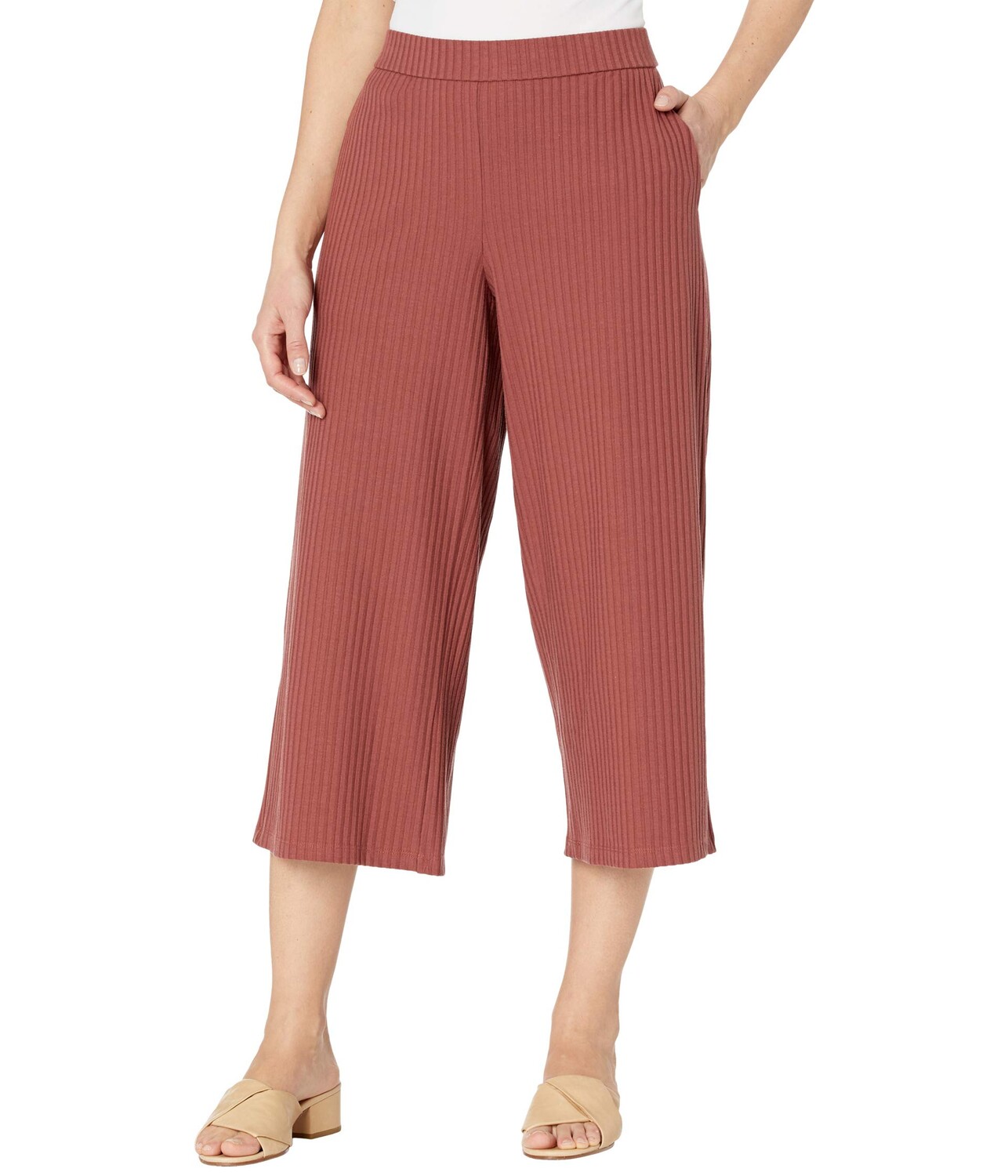 

Брюки Eileen Fisher, Textured Stretch Rib Wide Cropped Pants, Коричневый, Брюки Eileen Fisher, Textured Stretch Rib Wide Cropped Pants