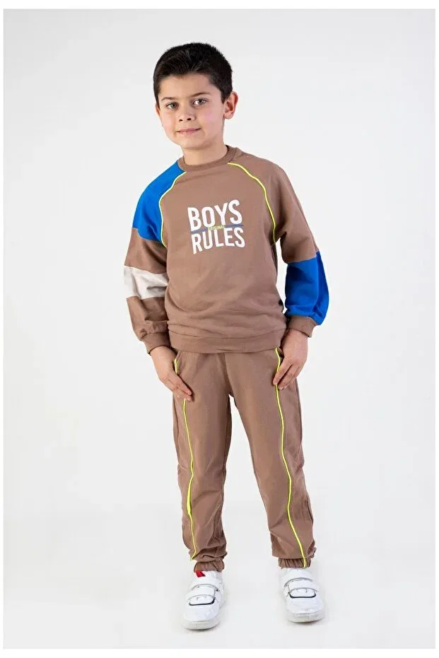 Детский комплект для мальчиков с принтом Boys Rules Harika Kids, Brown