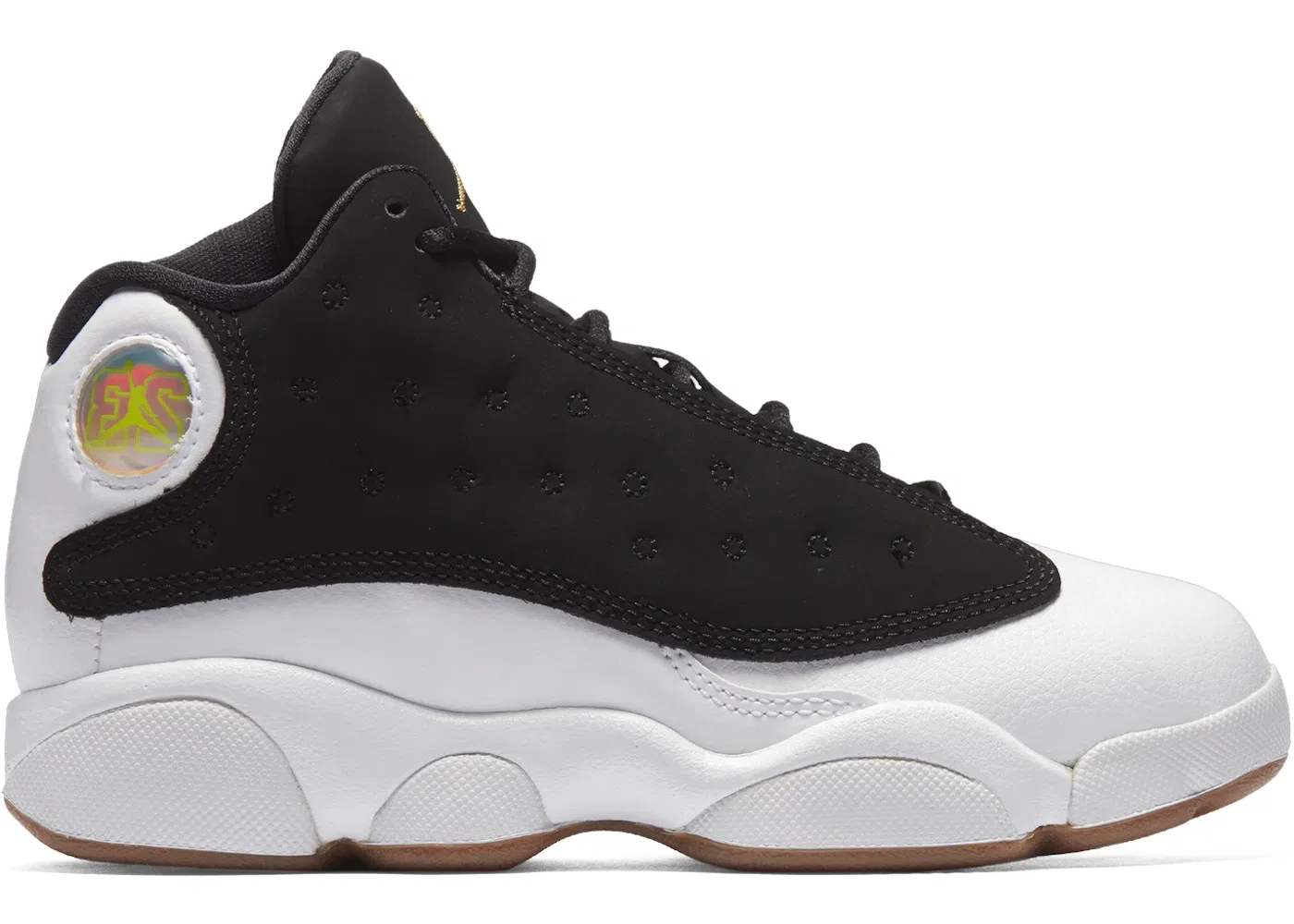 Детские кроссовки с высоким верхом Jordan 13 Retro Jordan, Black/White/Gum Medium Brown/Metallic Gold