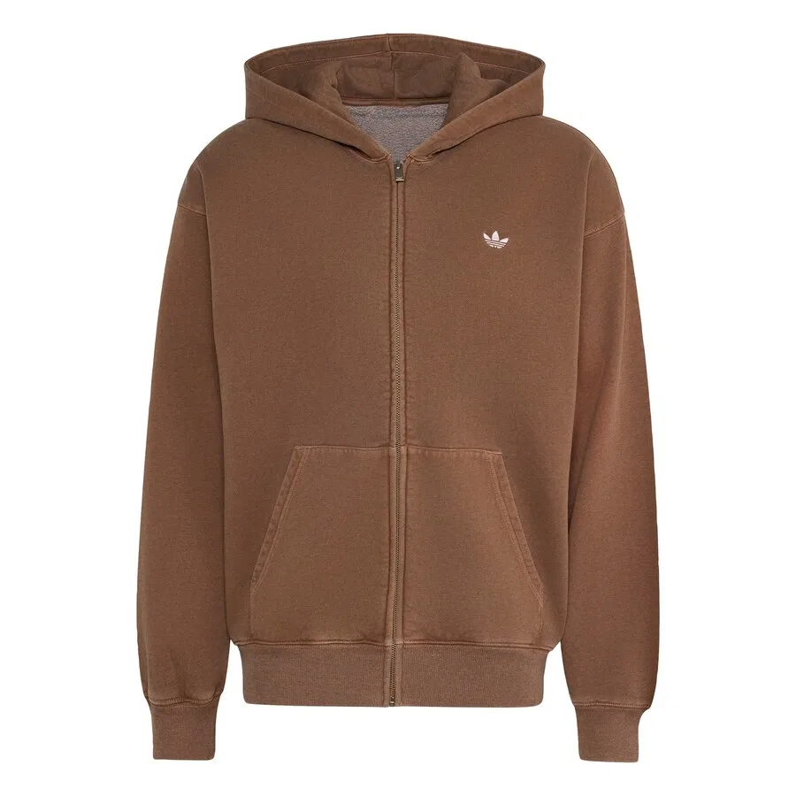 Худи на молнии ADIDAS ORIGINALS 'Trefoil Essentials' коричневого цвета