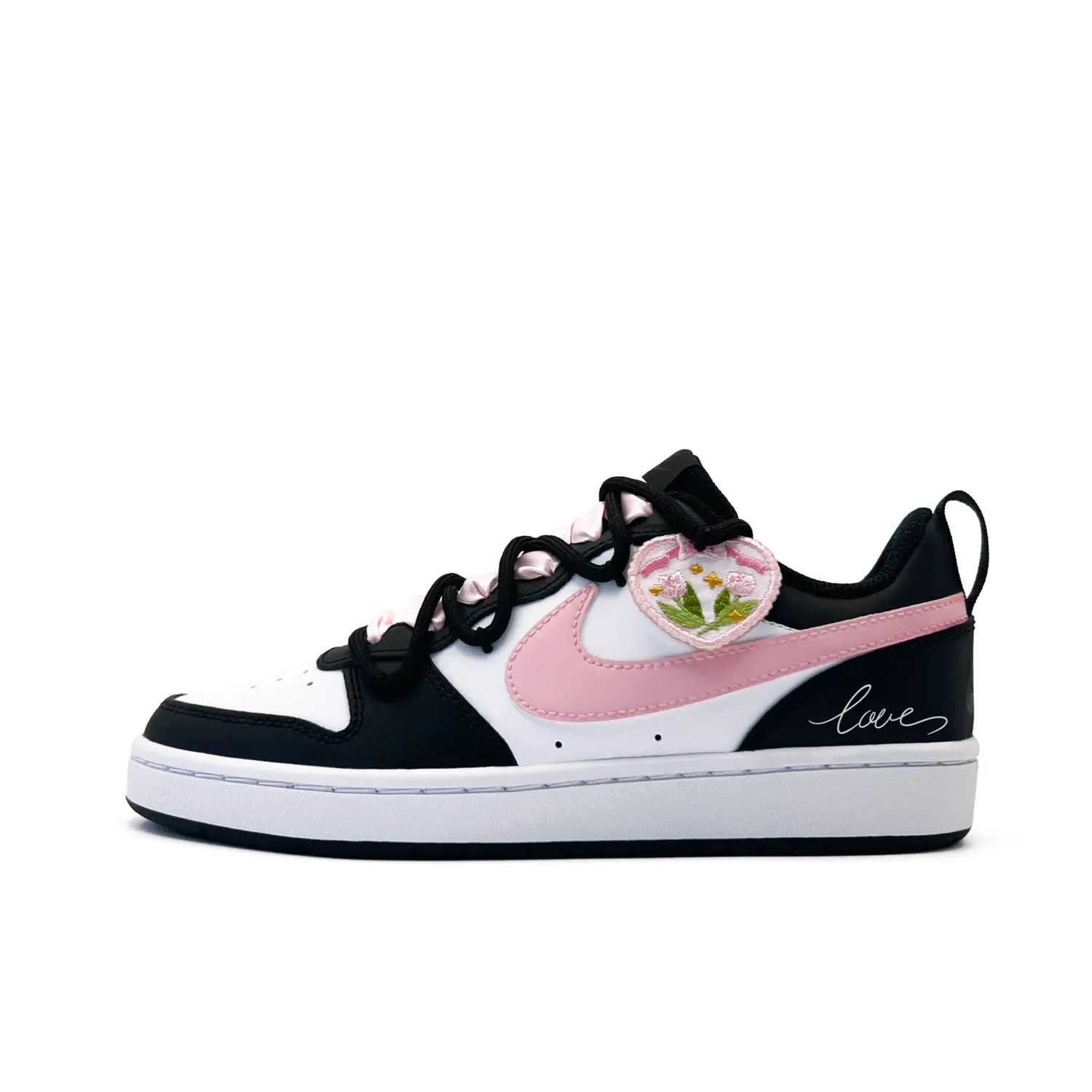 

Кроссовки Nike Court Borough Skateboarding Shoes Women's Low-top Pink/Black/White, розовый