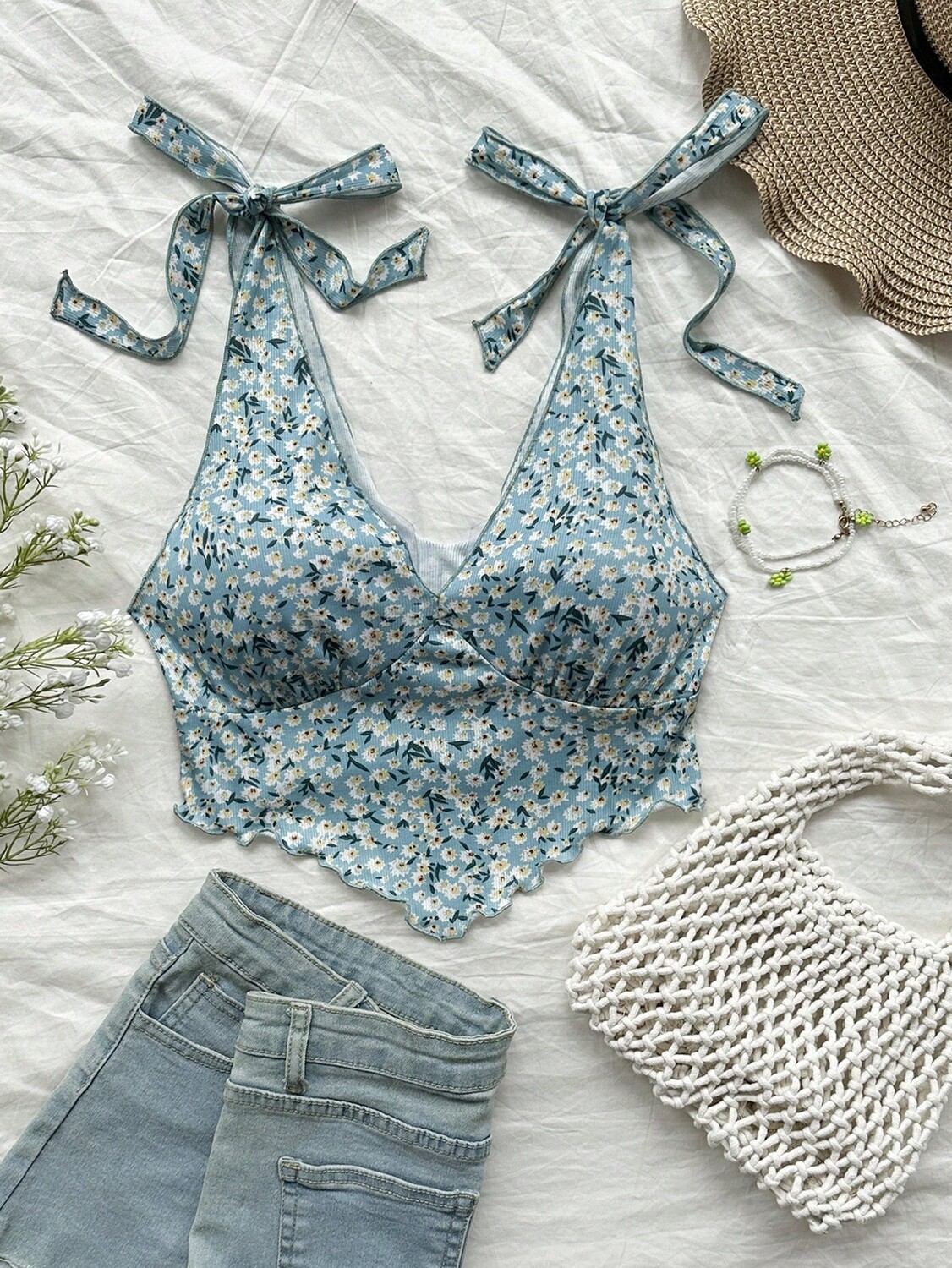 

SHEIN WYWH Женская повседневная майка с цветочным принтом в стиле отпуска, многоцветный