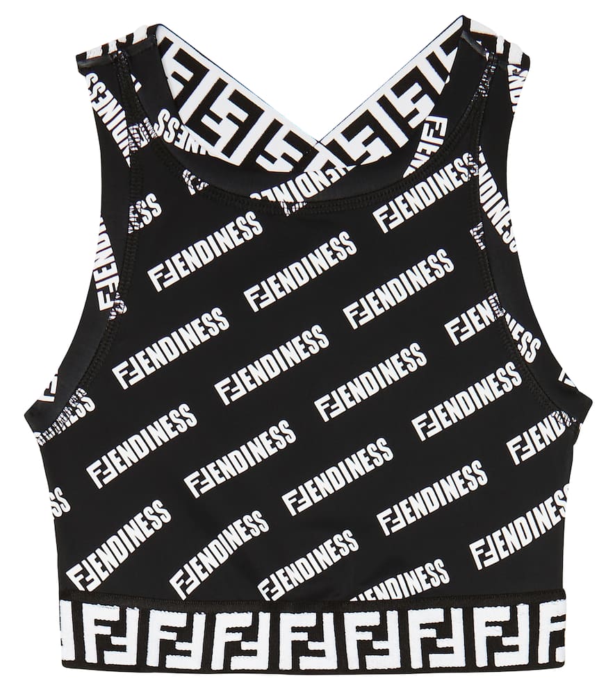 

Футболка кроп с логотипом FF Fendi Kids, Black