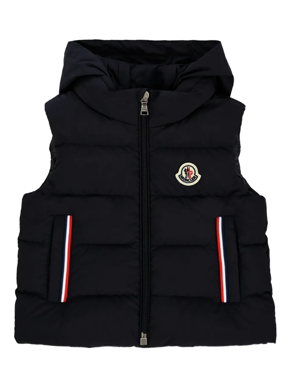 

Стеганый жилет с капюшоном Moncler Enfant, синий