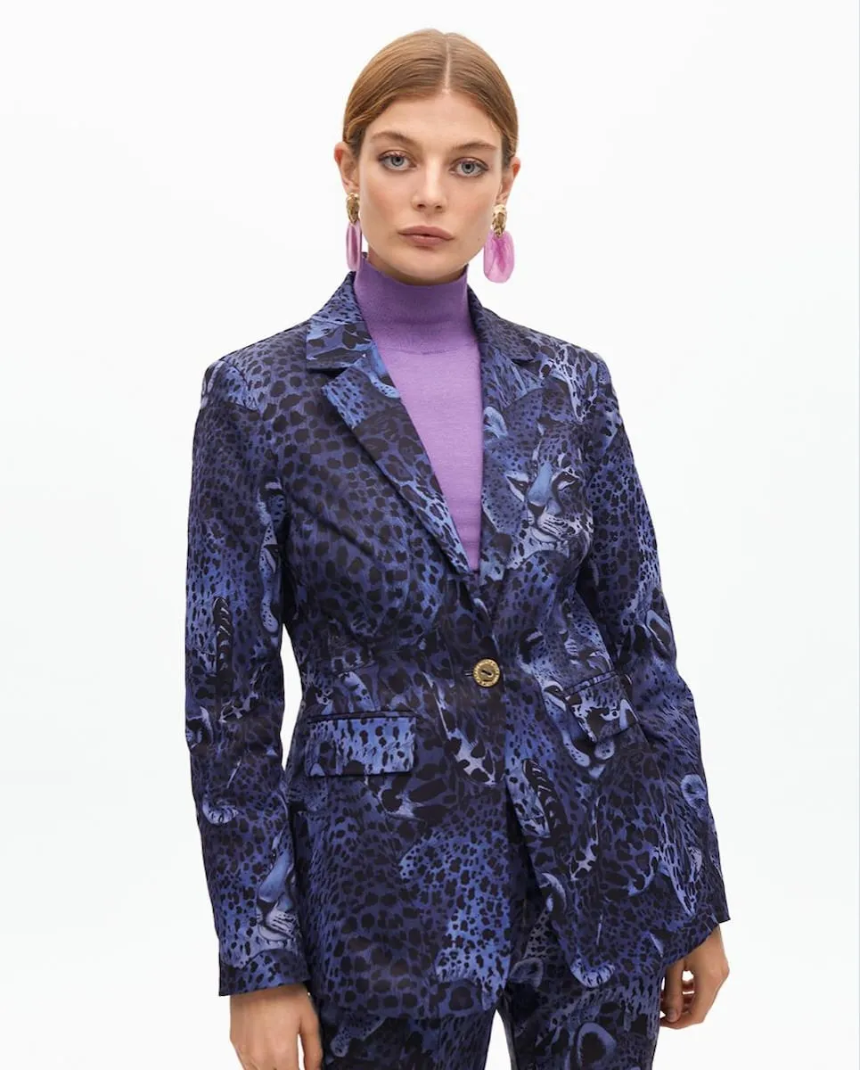 

Женский приталенный пиджак с принтом «анимал» Lola Casademunt, синий