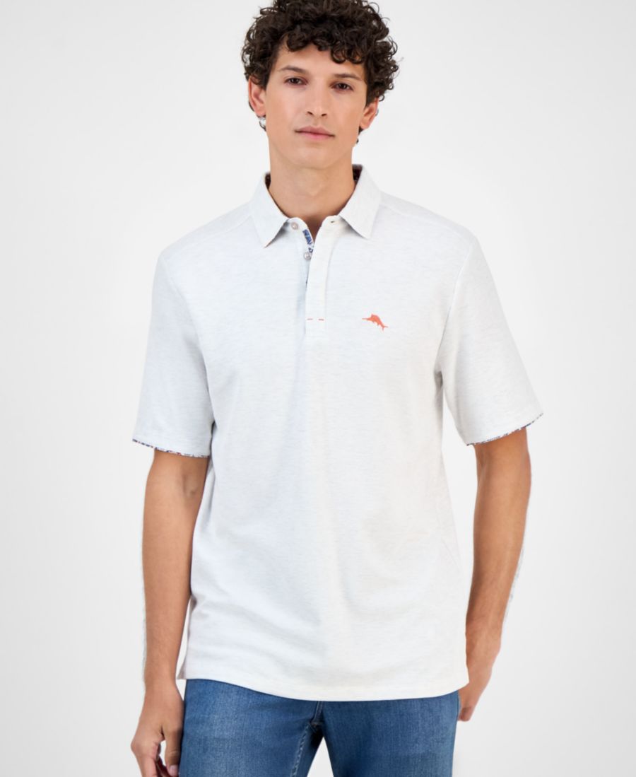 

Мужская рубашка-поло Santa Rosa Gardens с декоративными манжетами и воротником Tommy Bahama, White Heather