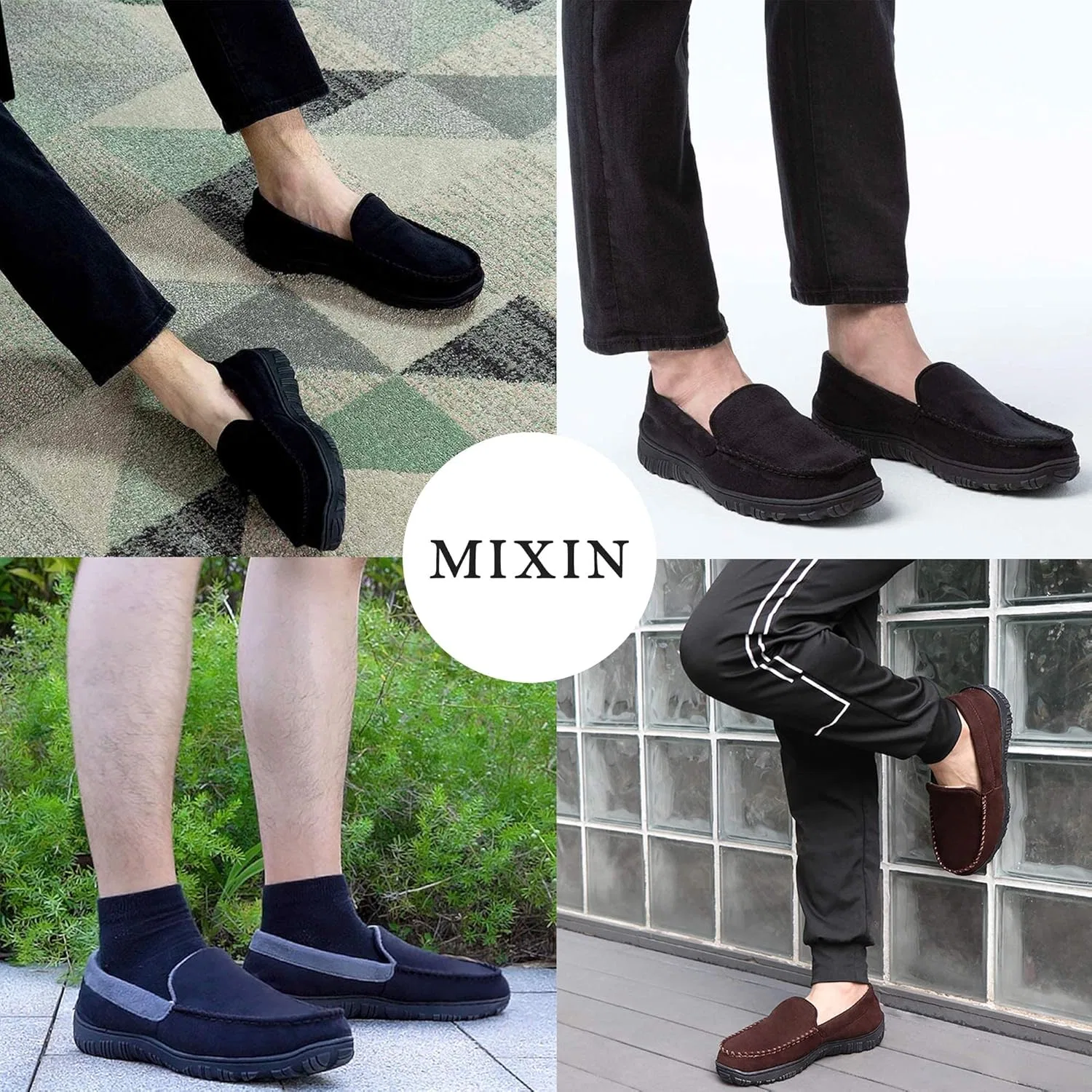 Мужские тапочки MIXIN, мокасины, удобные тапочки из пены с эффектом памяти, для дома и улицы, Black Grey — фото 2