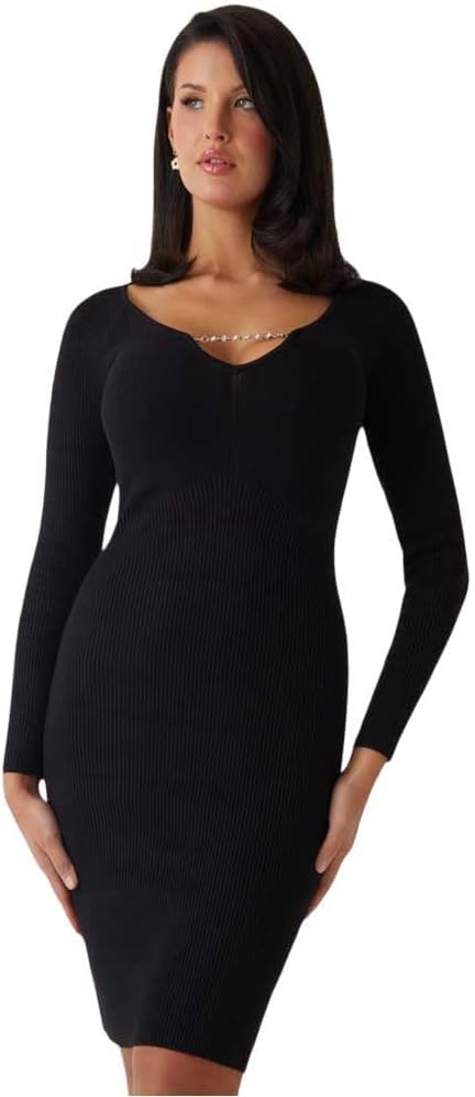 

GUESS Женское платье Eco Long Sleeve Sasha Rib, Jet Black