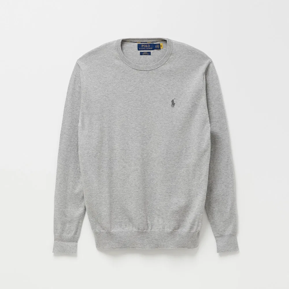 Мужской хлопковый свитер с длинным рукавом Polo Ralph Lauren, серый