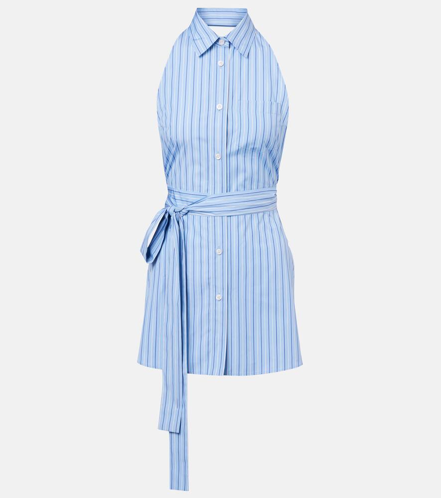 

Полосатое мини-платье-халтер из хлопка Prada, Pervinca