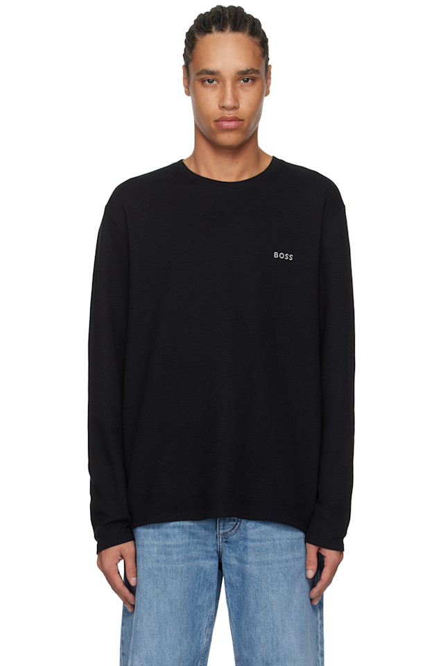 

Футболка с вафельной текстурой Boss, черный