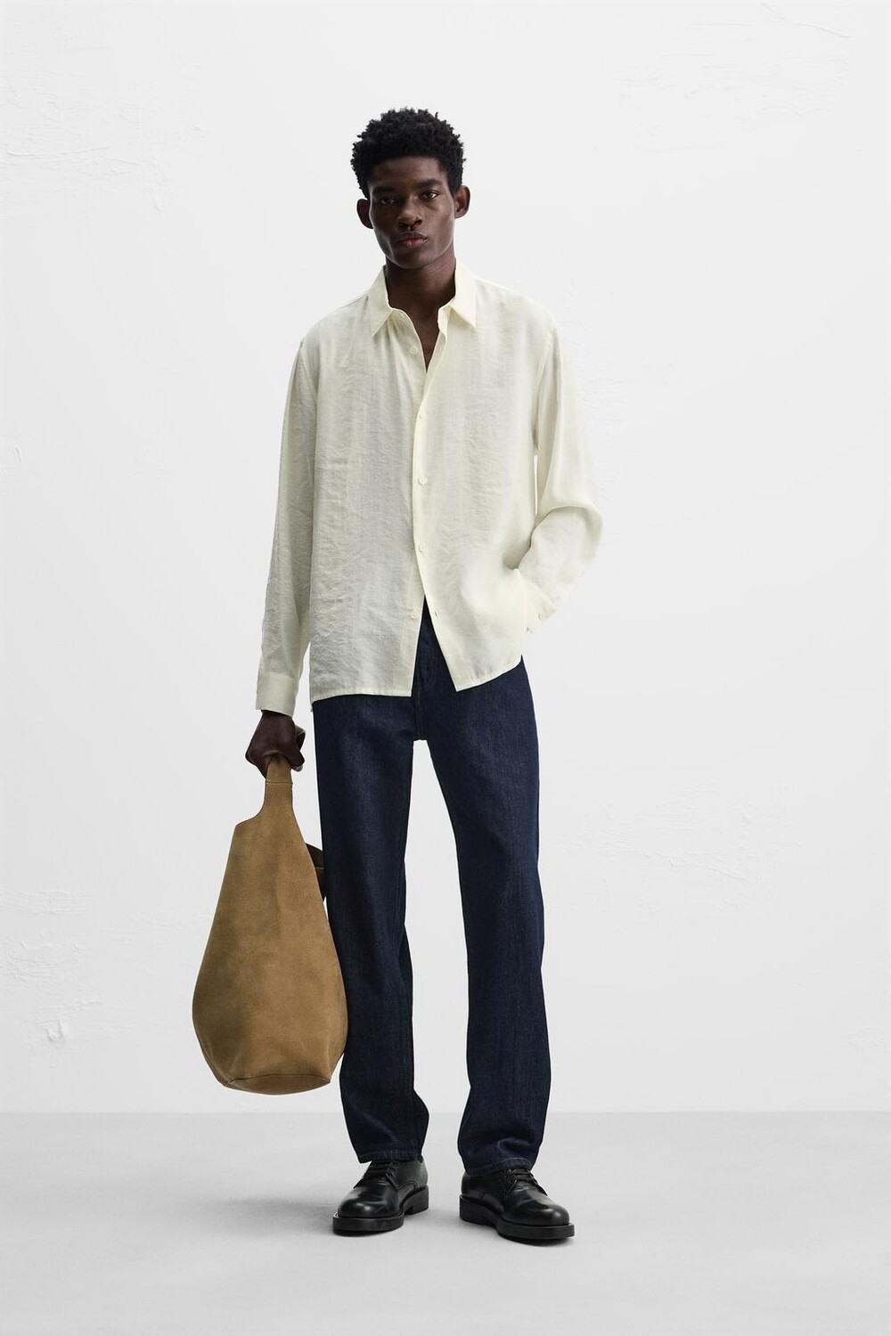 

Рубашка с боковыми пуговицами ZARA, экрю