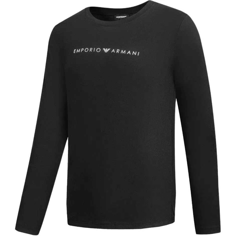 Футболка с длинным рукавом FW24 Logo Letter Print Solid Color Crew Neck, женская, Black EMPORIO ARMANI — фото 4