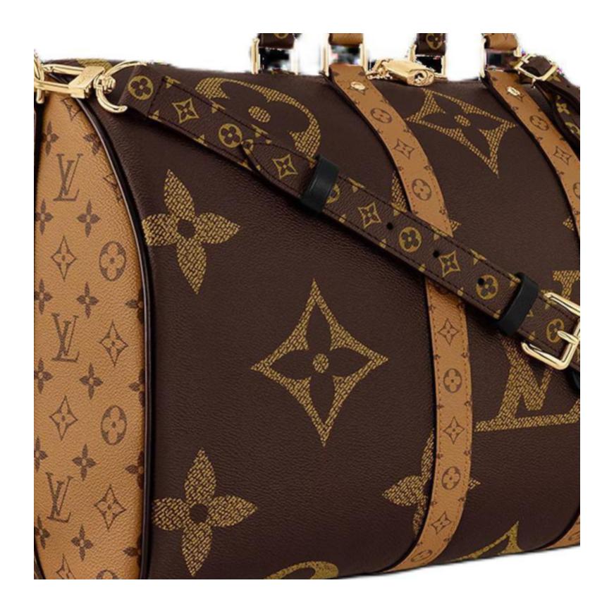 LOUIS VUITTON Дорожная сумка Keepall Bandoulière 45 женская коричневая — фото 4