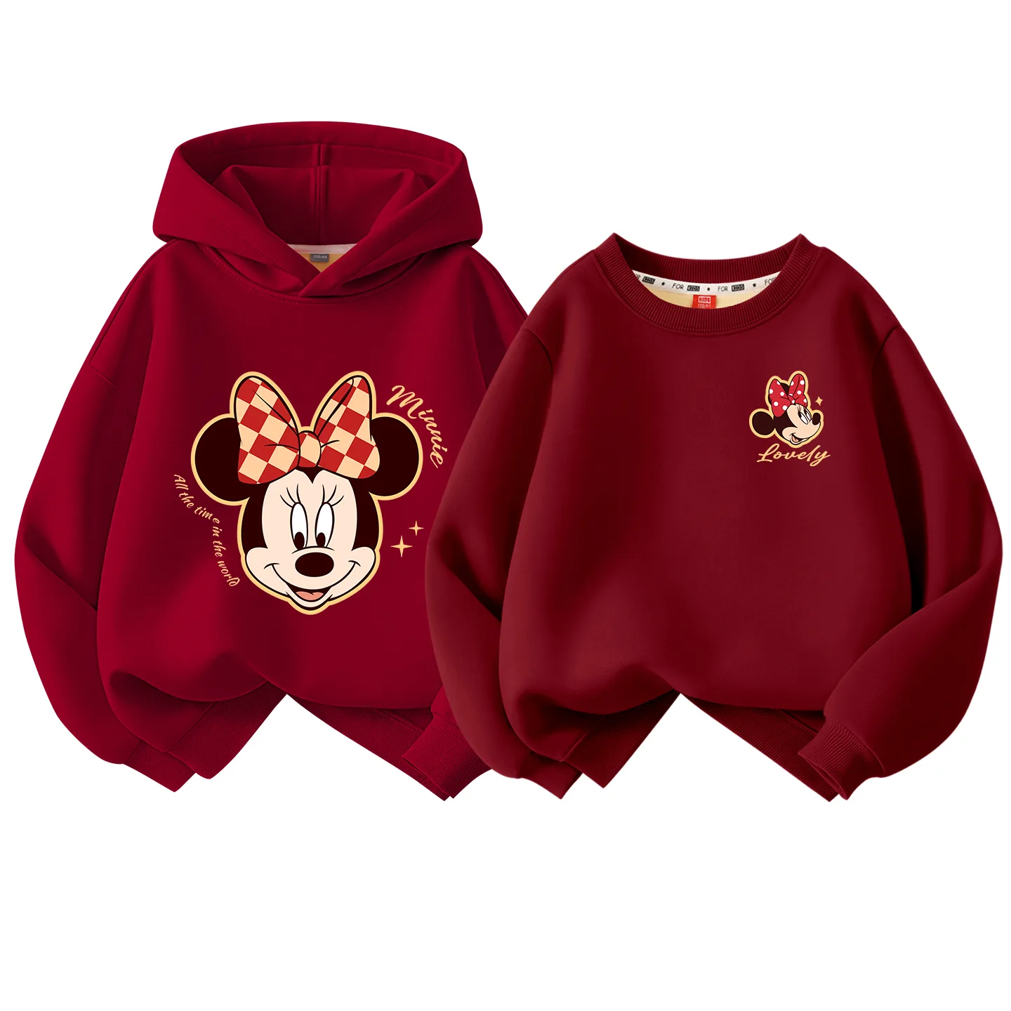 Детский худи утепленный Disney, [Thickened and Fleece-Lined]Dini Star Burgundy+Dini Celebration K Burgundy