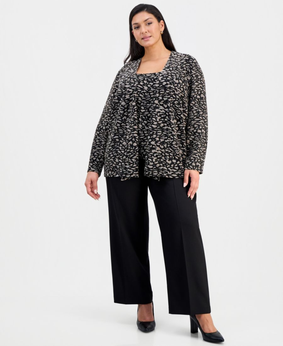 

Комплект из металлизированной куртки и топа больших размеров Alex Evenings, Black Taupe