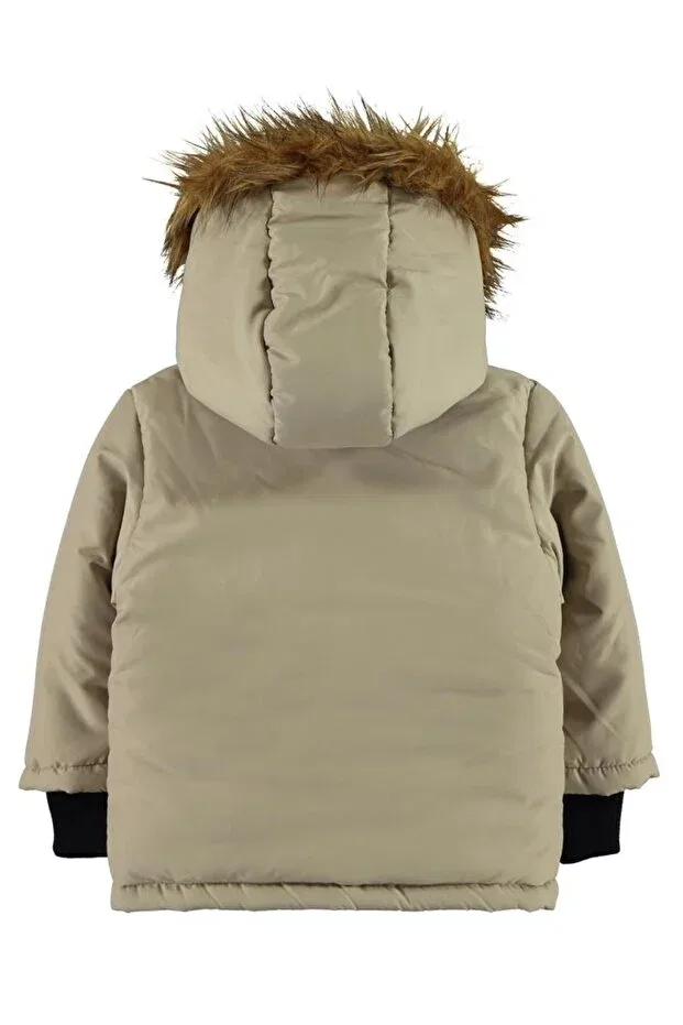 Детское зимнее пальто для девочек с капюшоном Fur-Trimmed 6-18 months coat Civil Baby, Beige — фото 2