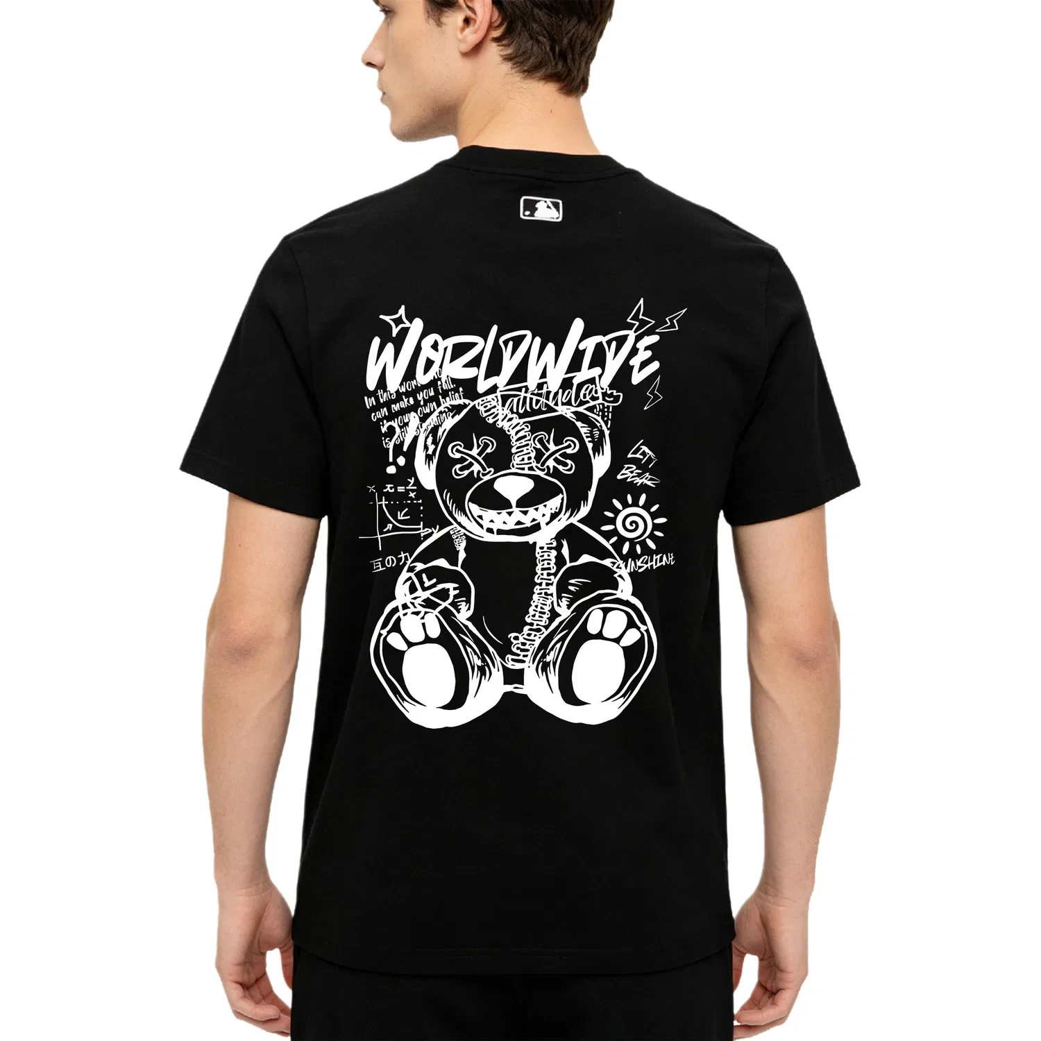 Детская футболка с принтом Unisex Black Crew Neck Moderate MLB — фото 4