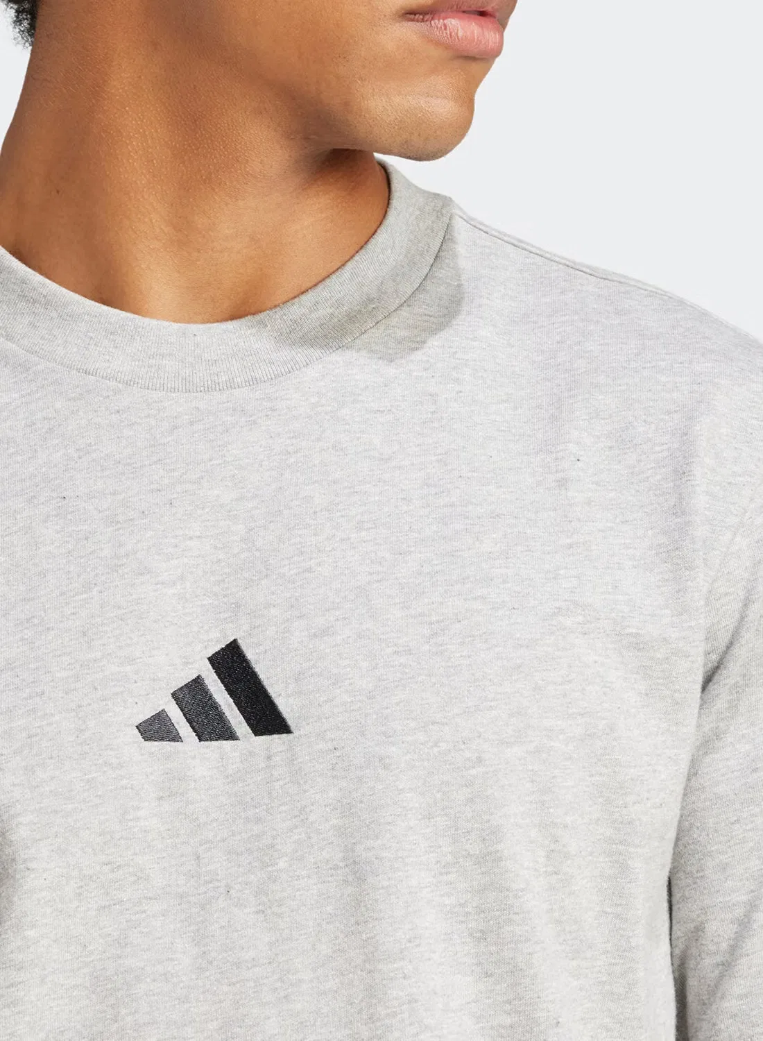 Футболка с вышитым логотипом Adidas, серый — фото 3