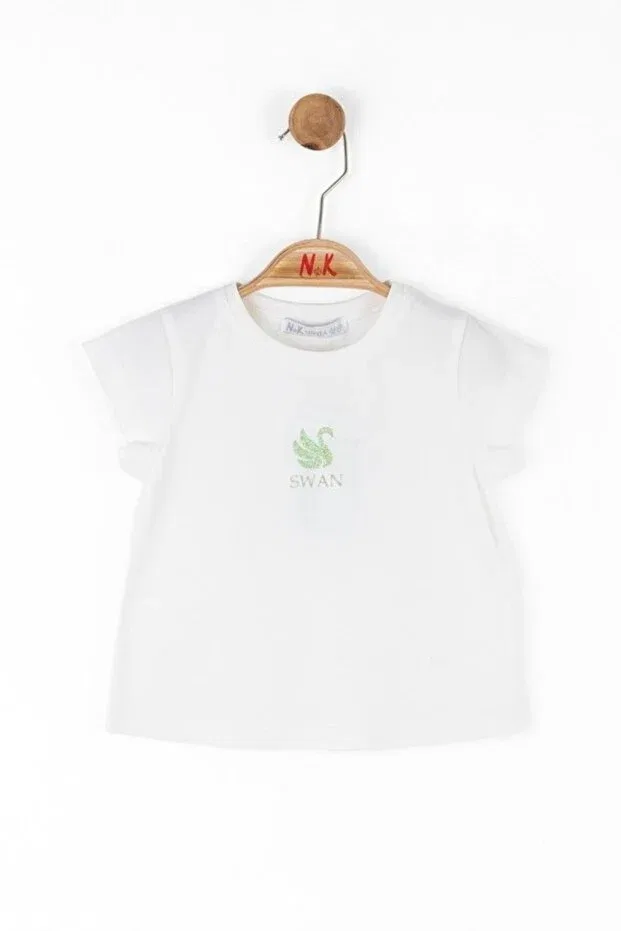 Детская футболка для девочек с принтом с коротким рукавом Nk Kids, White