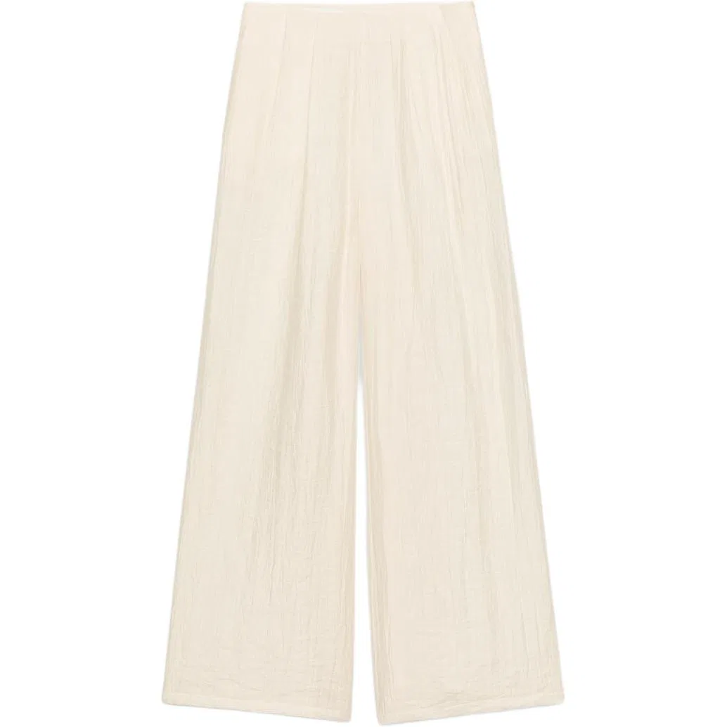 Женские брюки свободного кроя с широкой штаниной White ZARA, Raw White