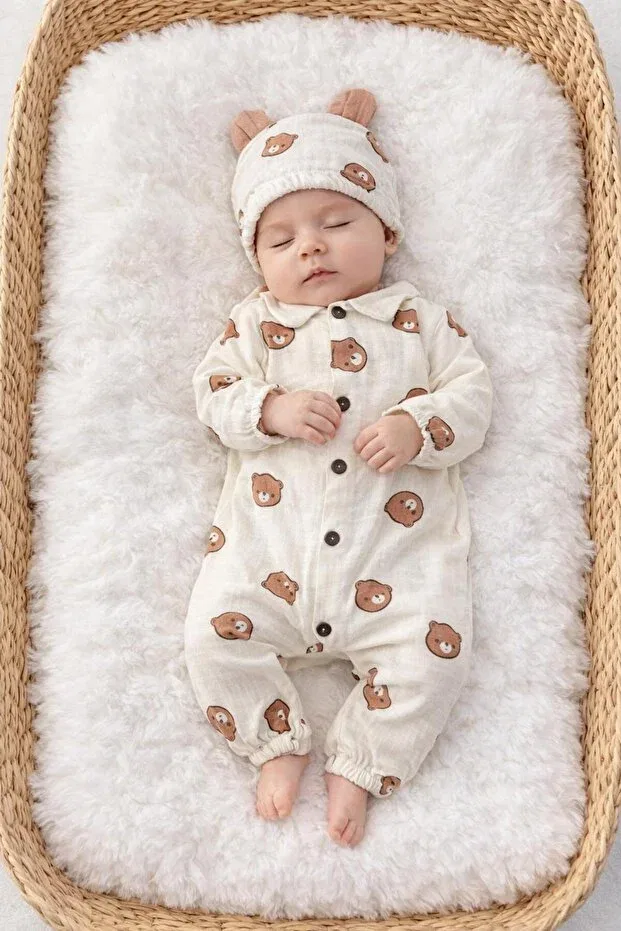Детский комплект боди для мальчиков из муслина Bys Baby Fashion, Coffee With Milk — фото 3