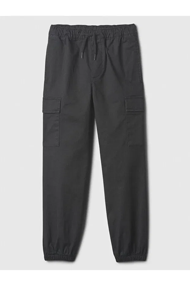 Детские брюки для мальчиков твиловые с карго-карманами Basics Gap, Black-001