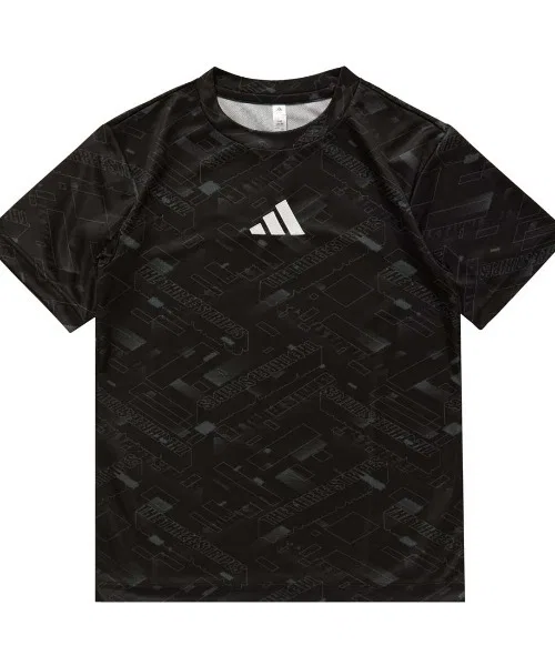 Детская футболка с коротким рукавом с принтом Adidas, Черный