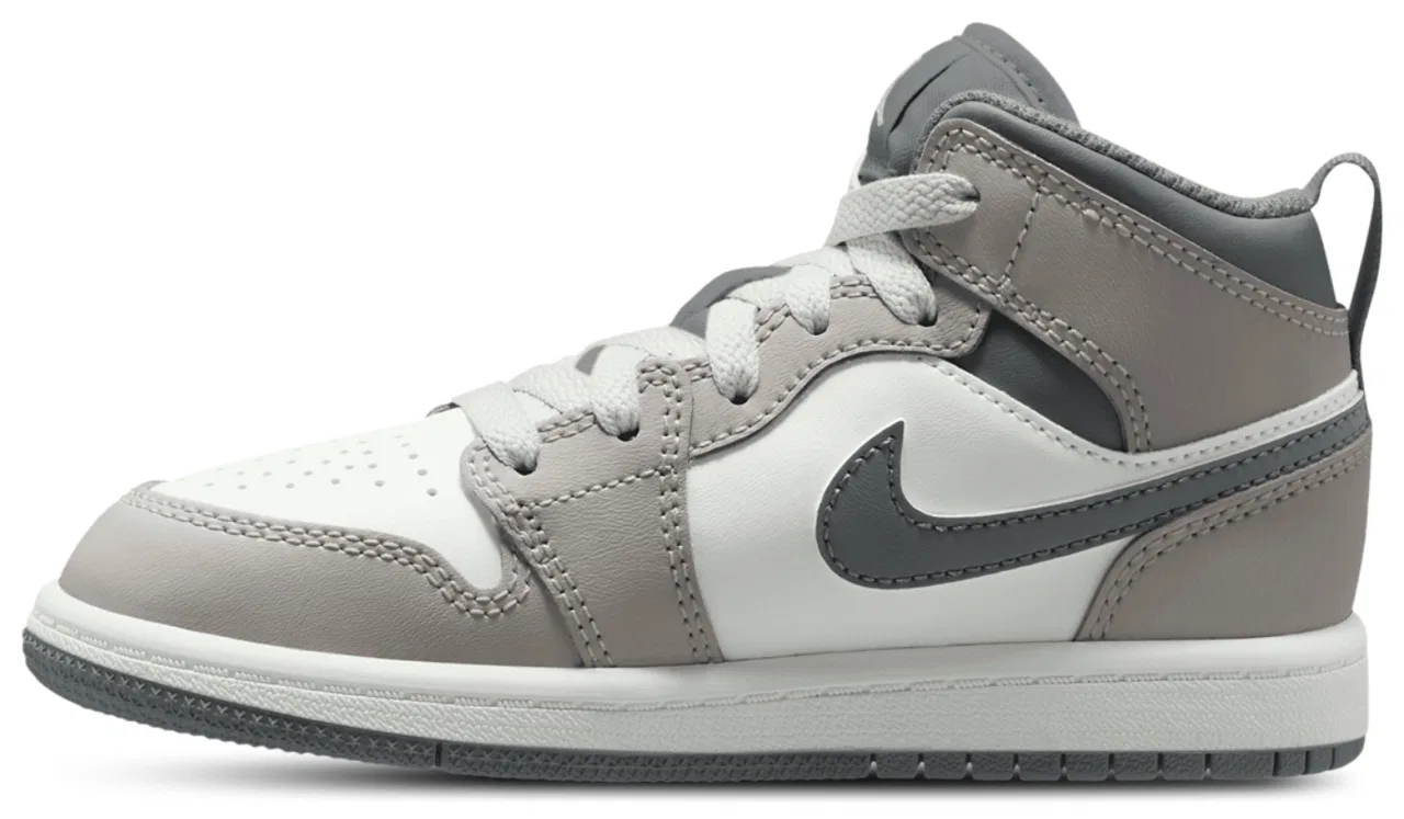 Детские кроссовки Jordan AJ 1 Mid, цвет Enigma Stone/Summit White/Olive Grey — фото 2