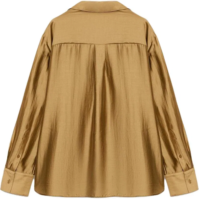 Женская рубашка с лацканами Mustard ZARA, Горчичный — фото 3
