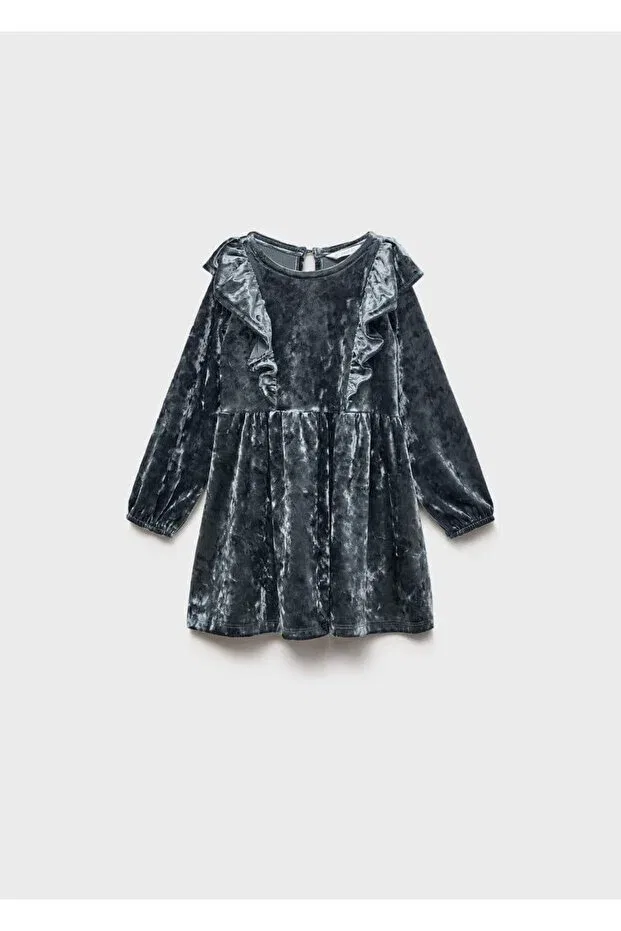 Детское платье для девочек с длинным рукавом Mango Baby, Blue — фото 3