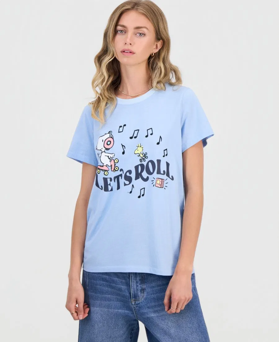 Футболка с длинным рукавом Snoopy Let's Roll, хлопковая Snoopy, Baby Blue