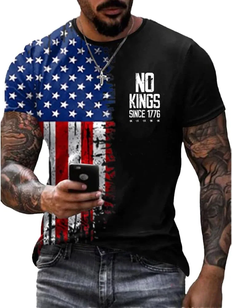 Мужская футболка с принтом No Kings in America, Black