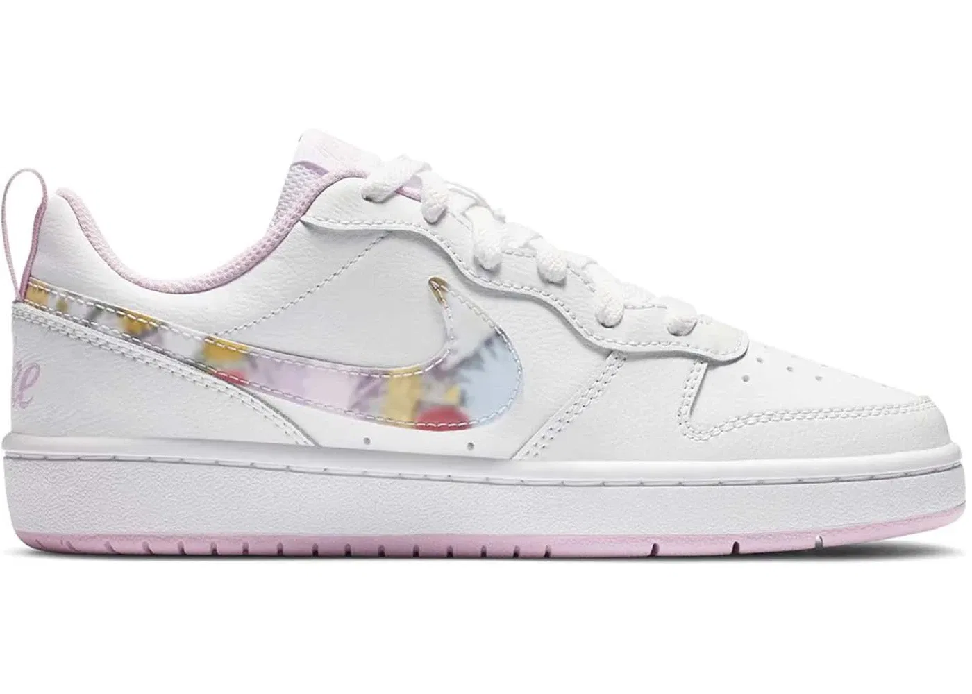 Детские кроссовки с принтом Nike Court Bourough Low 2 SE Floral Swoosh, White/Multi-Color-Pink