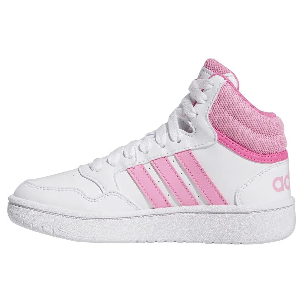 Детские кроссовки для мальчиков и девочек с высоким берцем Hoops Mid 3.0k Adidas, Cloud White Bliss Pink Pulse Magenta — фото 3