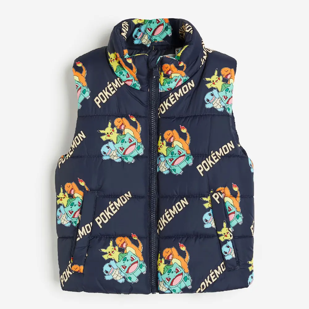

Жилет утепленный H&M Kids Printed Puffer Pokémon, темно-синий