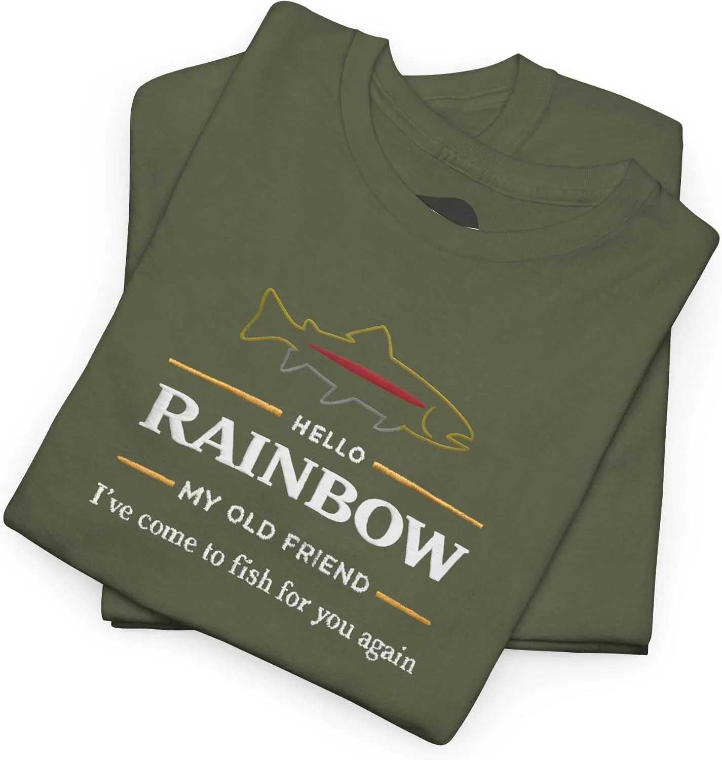 Женская футболка с принтом Hello Rainbow My Old Friend, хаки