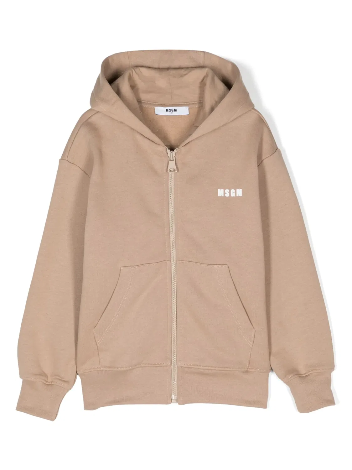 Худи с логотипом и молнией MSGM, бежевый
